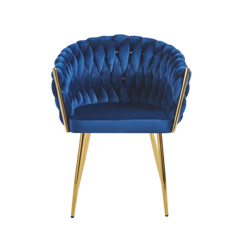 Velvet chair (blue) - gold frame