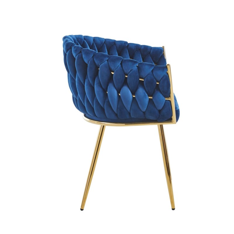 Velvet chair (blue) - gold frame