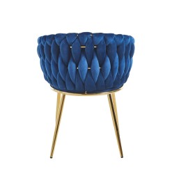 Velvet chair (blue) - gold frame