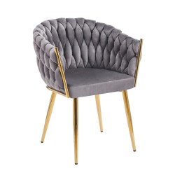 Velvet chair (gray) - gold frame