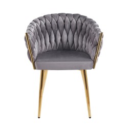 Velvet chair (gray) - gold frame