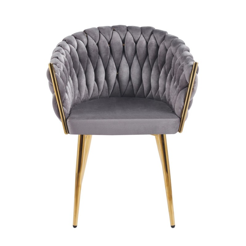Velvet chair (gray) - gold frame