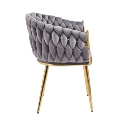 Silla de terciopelo (gris) - estructura dorada