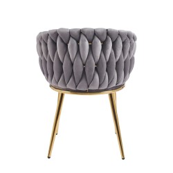 Velvet chair (gray) - gold frame