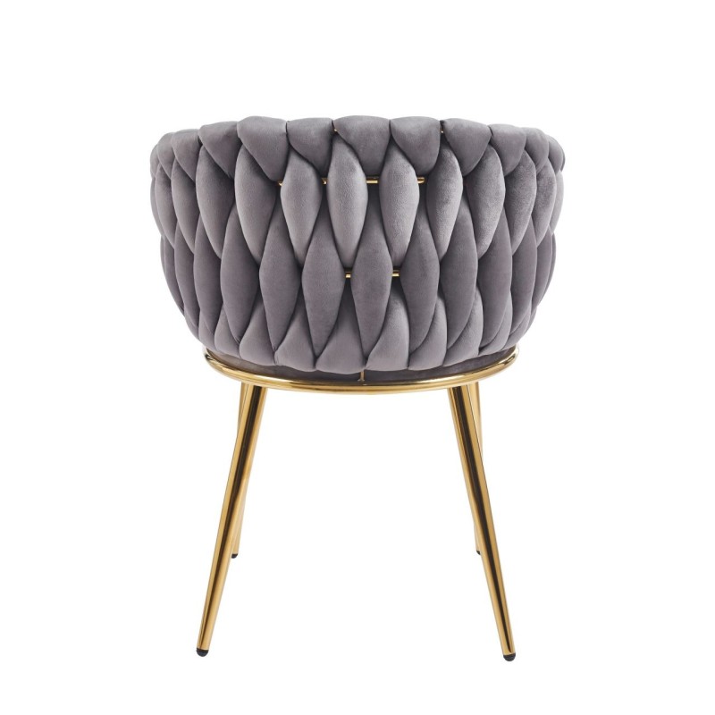 Silla de terciopelo (gris) - estructura dorada