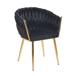Velvet chair (black) - gold frame