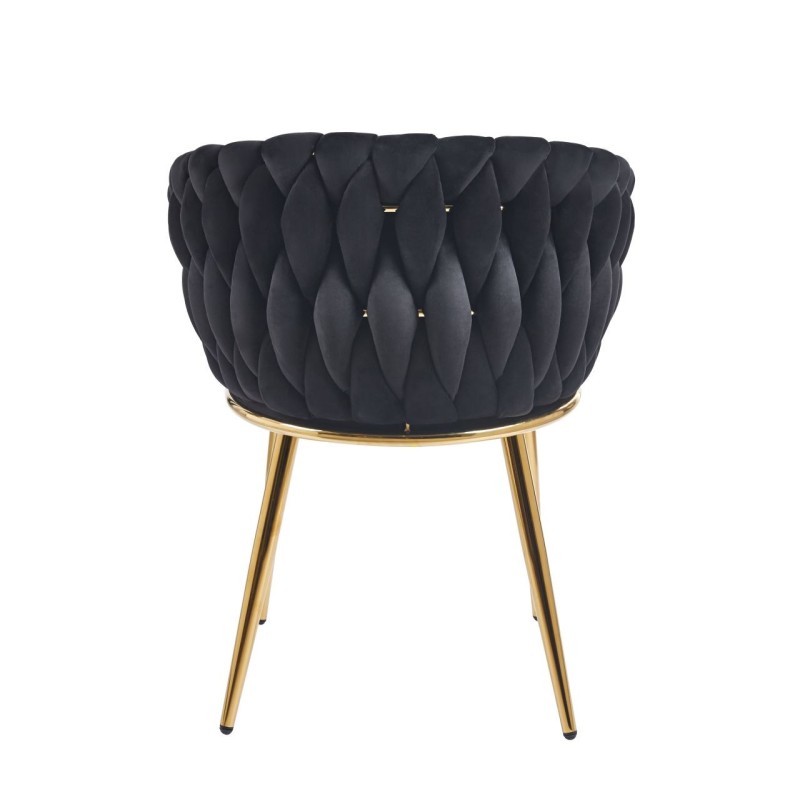 Velvet chair (black) - gold frame