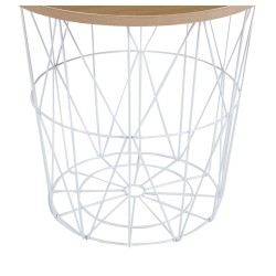 Mesa baja (roble natural + estructura blanca)