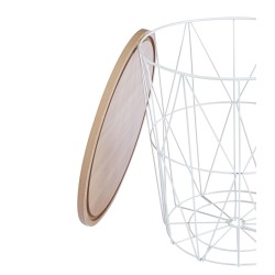 Mesa baja (roble natural + estructura blanca)