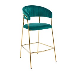 Green velvet bar stool (gold frame)
