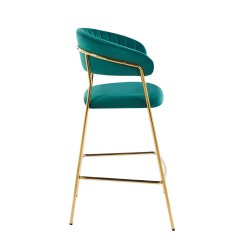 Green velvet bar stool (gold frame)