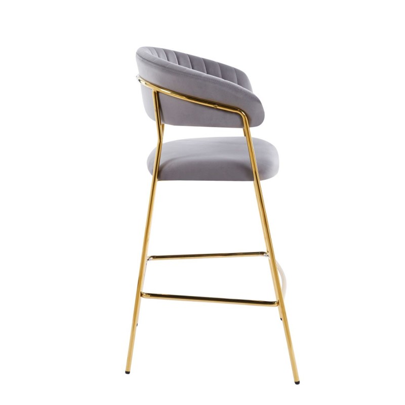 Gray velvet bar stool (gold frame)