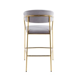 Gray velvet bar stool (gold frame)