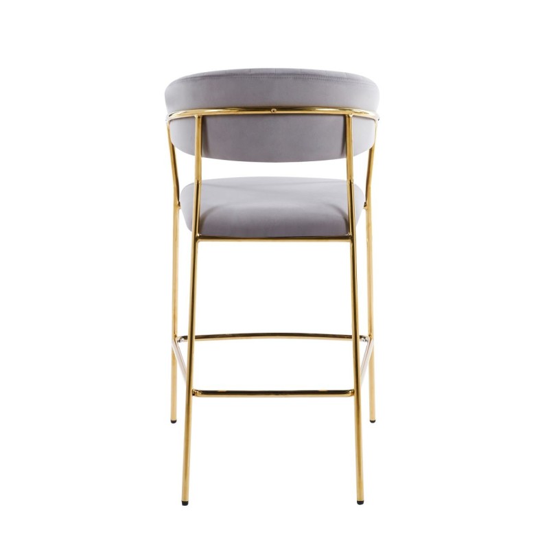Gray velvet bar stool (gold frame)