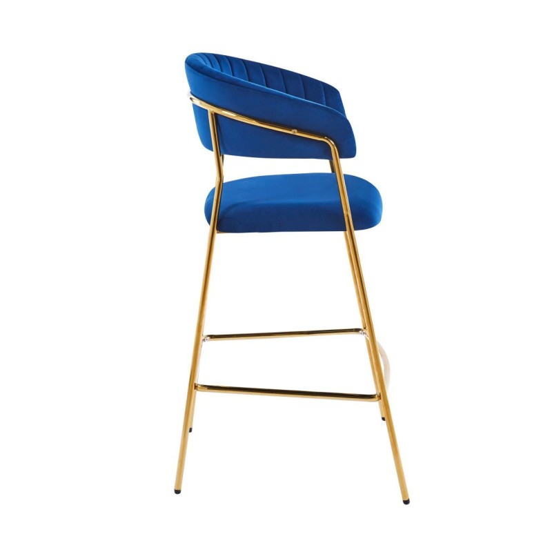 Hocker Samt blau (goldenes Gestell)