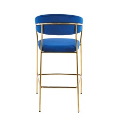 Hocker Samt blau (goldenes Gestell)
