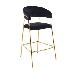 Black velvet bar stool (golden frame)