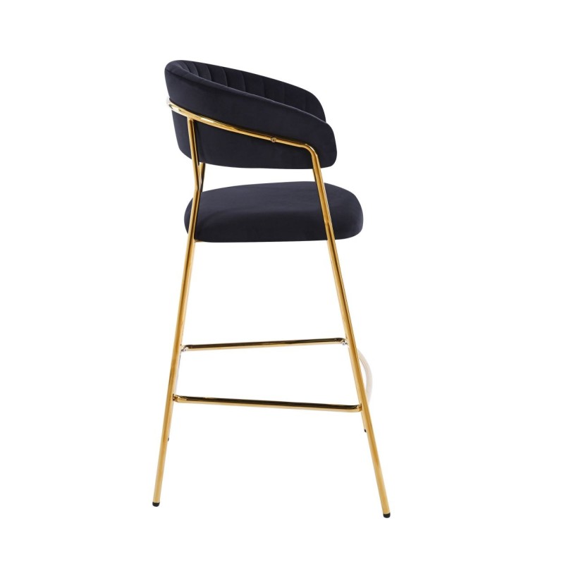 Black velvet bar stool (golden frame)