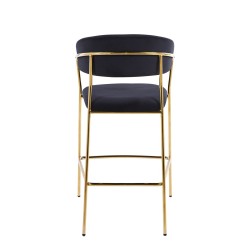Black velvet bar stool (golden frame)