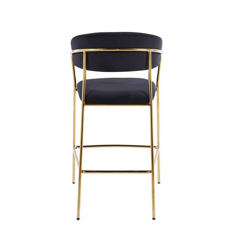 Black velvet bar stool (golden frame)