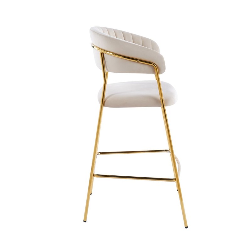 Barhocker Samt Beige (goldenes Gestell)