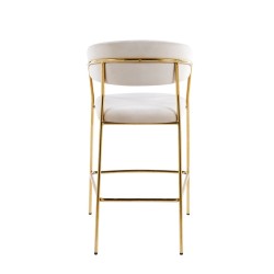 Taburete de terciopelo beige (estructura dorada)