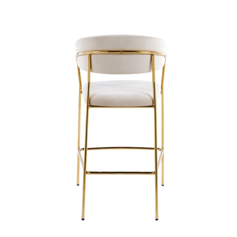 Taburete de terciopelo beige (estructura dorada)