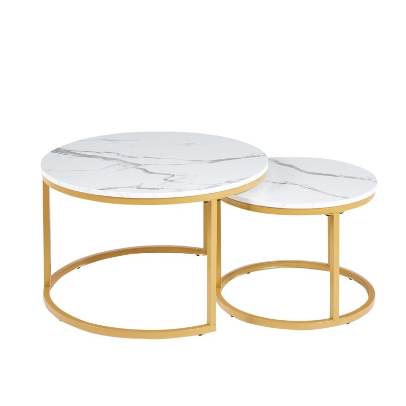 Table (white marble/matte gold) 70 + 50