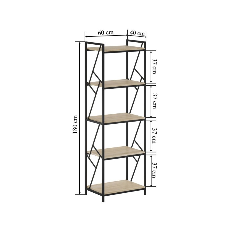 R2-FX Shelf (5P) (Sonoma Oak/Black Frame)