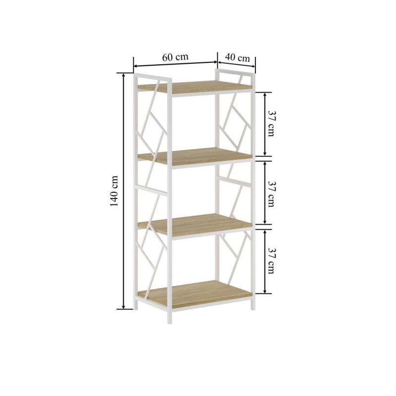 Shelf R2-FX (4P) (natural oak/white frame)