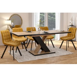 Extendable table (oak wotan/black) 85x138(208)