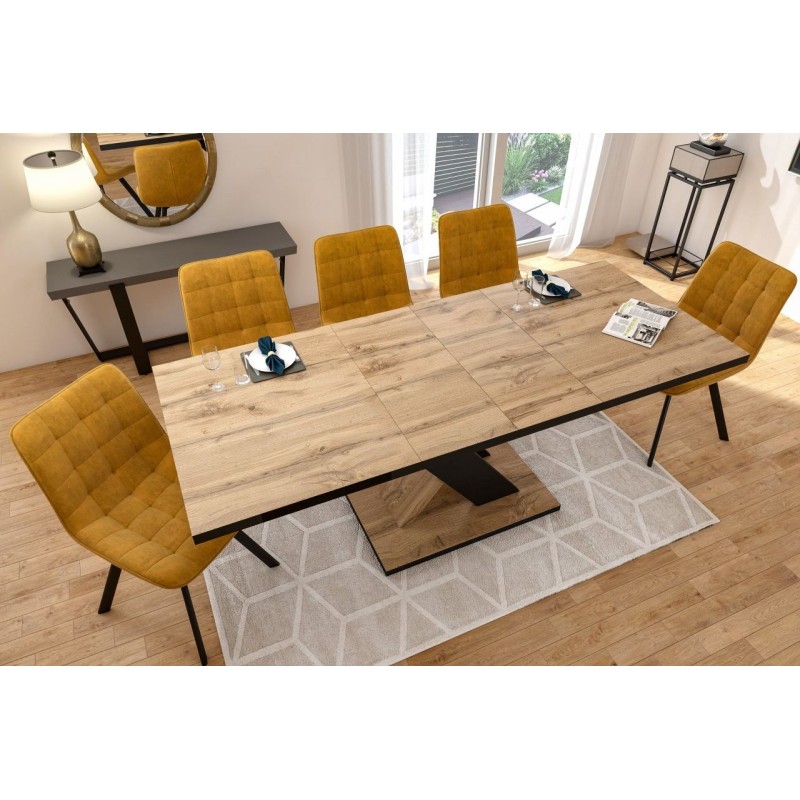 Extendable table (oak wotan/black) 85x138(208)