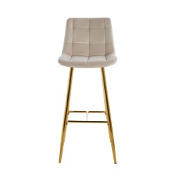Taburete de terciopelo beige (estructura dorada)