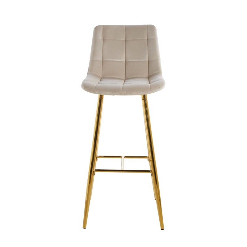 Beige velvet bar stool (gold frame)