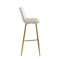 Barhocker Samt Beige (goldenes Gestell)