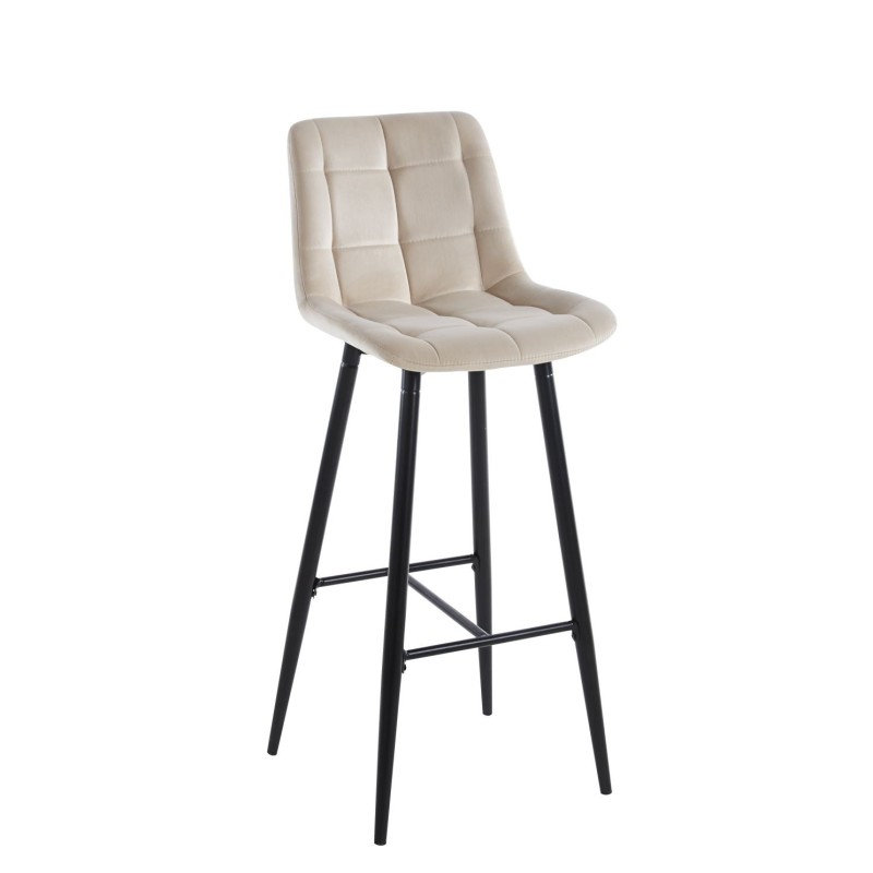 Taburete de terciopelo beige (estructura negra)