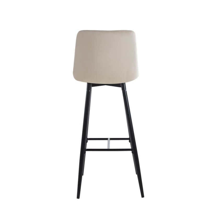 Beige velvet bar stool (black frame)