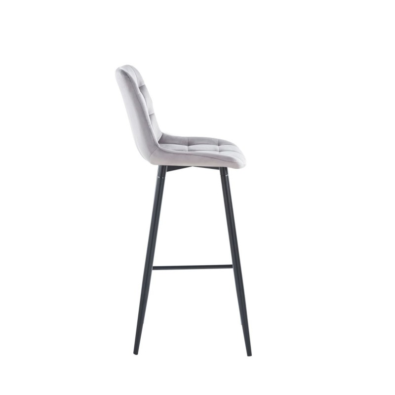Gray velvet barstool (black frame)