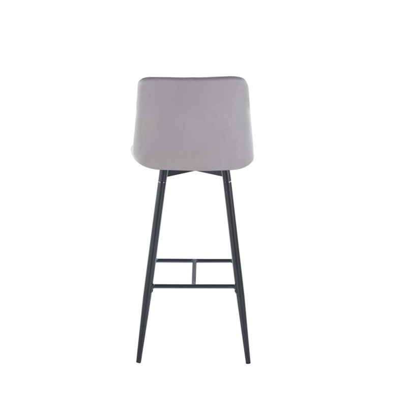 Gray velvet barstool (black frame)