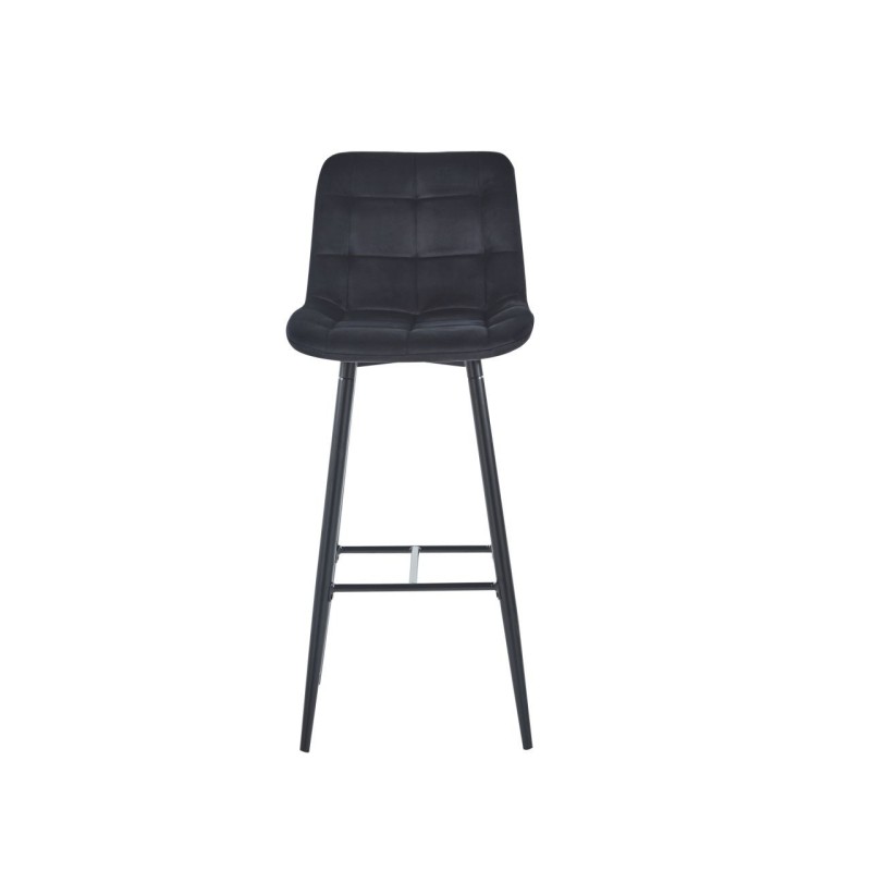 Black velvet bar stool (black frame)