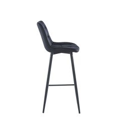 Black velvet bar stool (black frame)