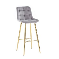 Gray velvet bar stool (gold frame)
