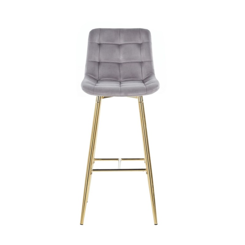 Gray velvet bar stool (gold frame)