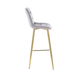 Gray velvet bar stool (gold frame)