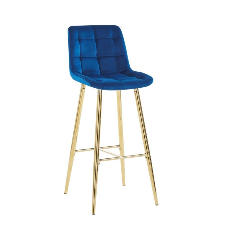 Hocker Samt blau (goldenes Gestell)