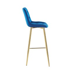 Hocker Samt blau (goldenes Gestell)