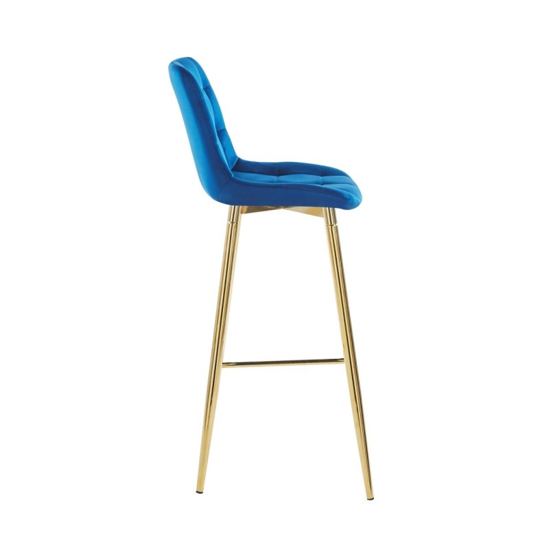 Hocker Samt blau (goldenes Gestell)