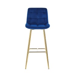 Hocker Samt blau (goldenes Gestell)
