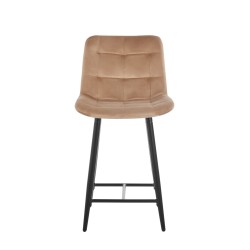 Hocker Samt Cappuccino (schwarzes Gestell)