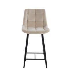 Samthocker beige (schwarzes Gestell)